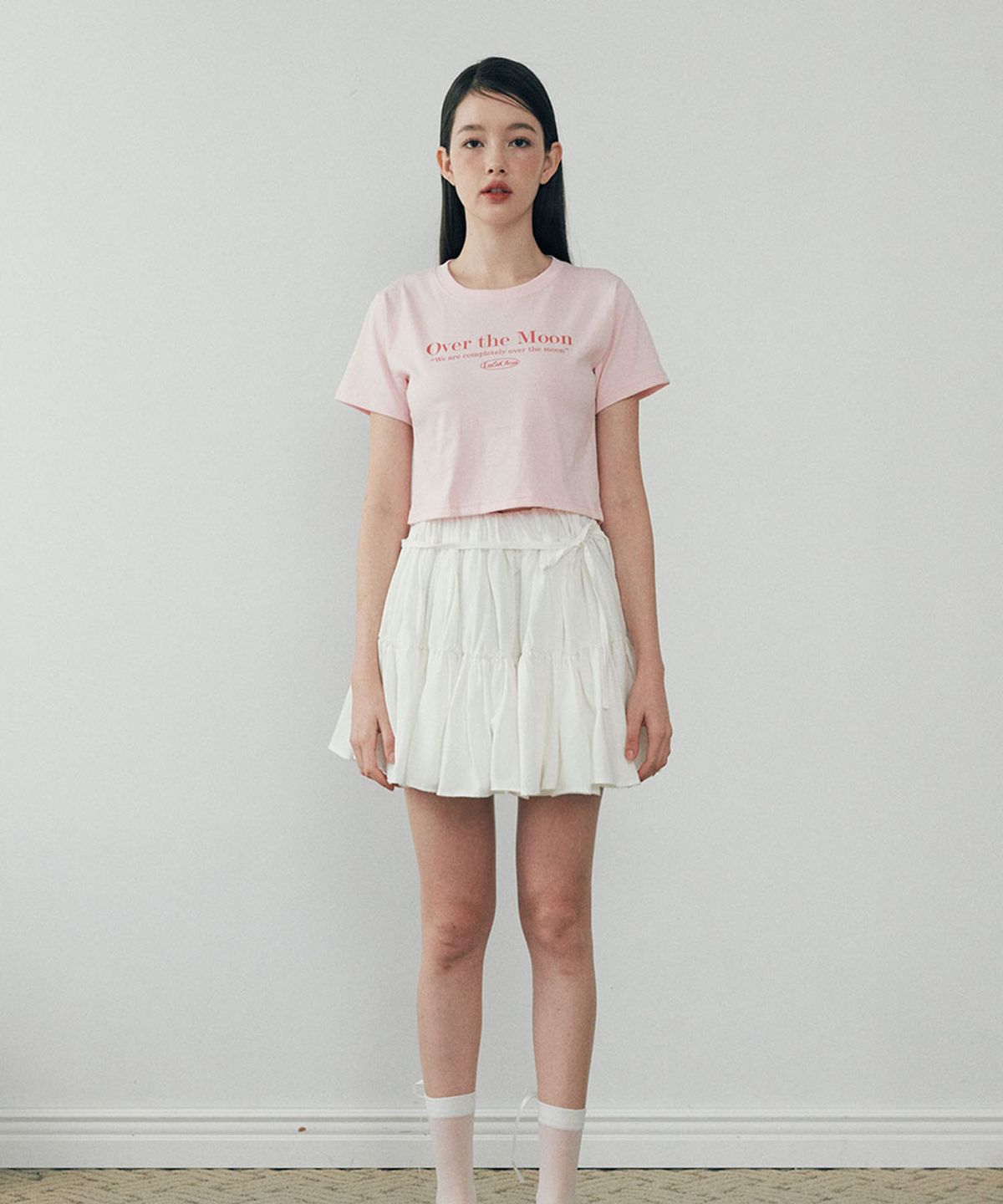 루루슈(LULUCHOU) Moon Crop T-shirt - GLOW PINK