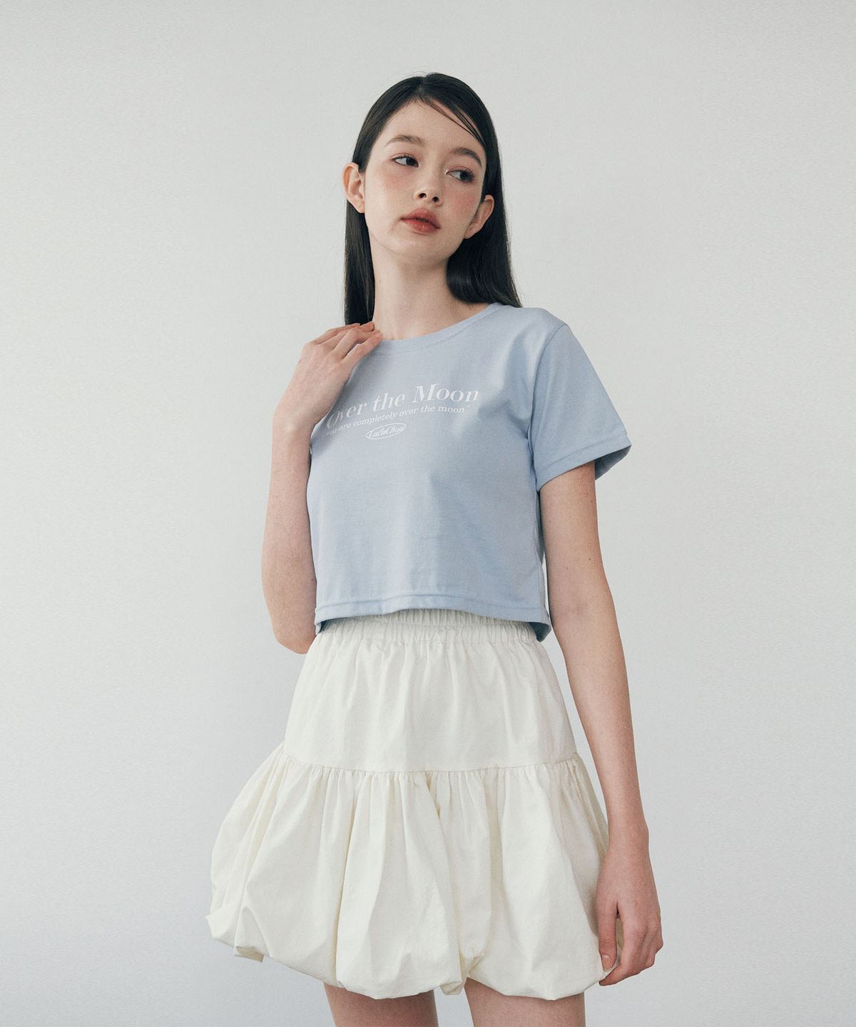 루루슈(LULUCHOU) Moon Crop T-shirt - SKY BLUE