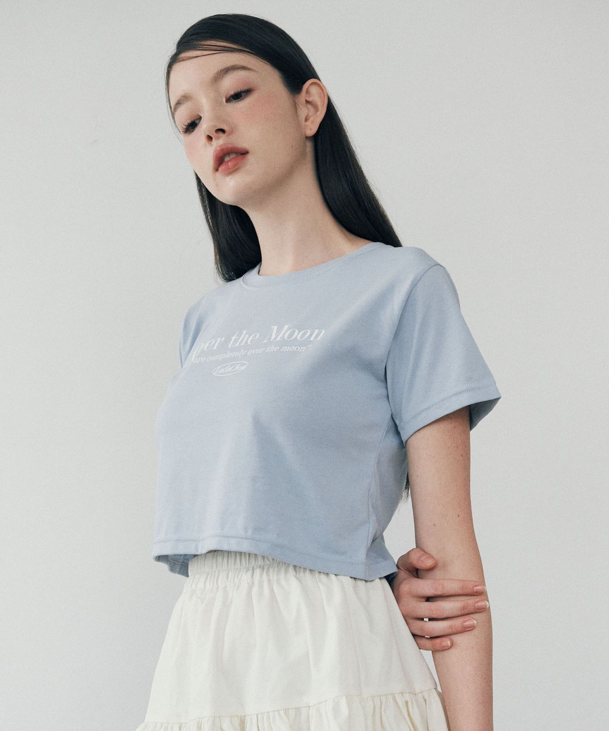 루루슈(LULUCHOU) Moon Crop T-shirt - SKY BLUE
