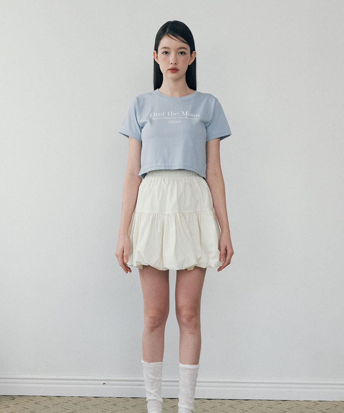 루루슈(LULUCHOU) Moon Crop T-shirt - SKY BLUE