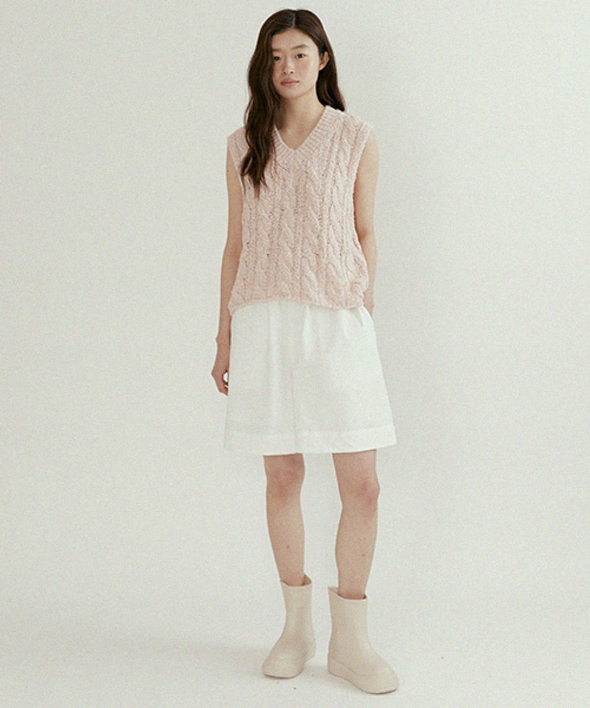 링서울(LINGSEOUL) wide half banded pants-ivory