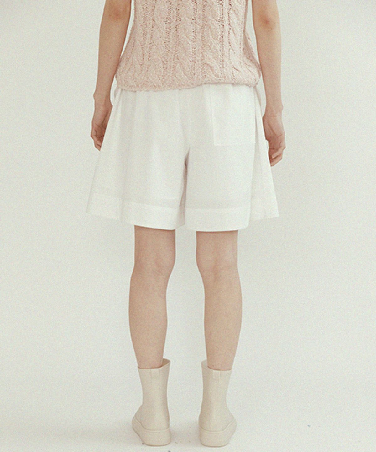 링서울(LINGSEOUL) wide half banded pants-ivory