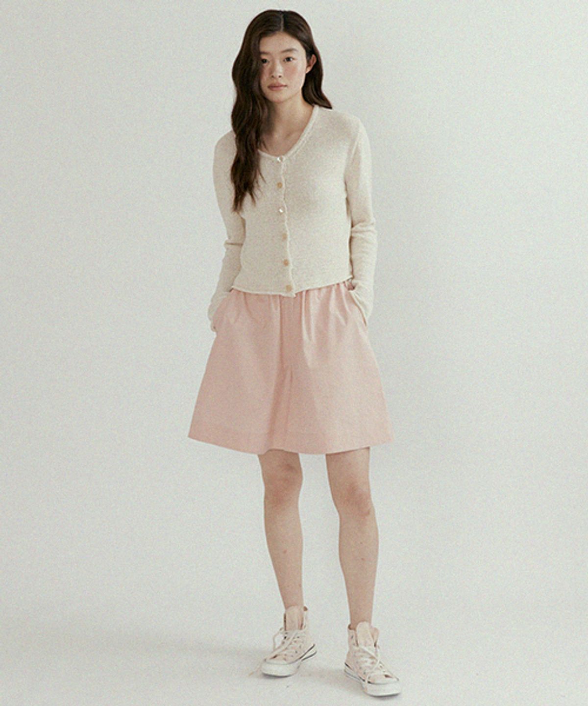 링서울(LINGSEOUL) wide half banded pants-pink