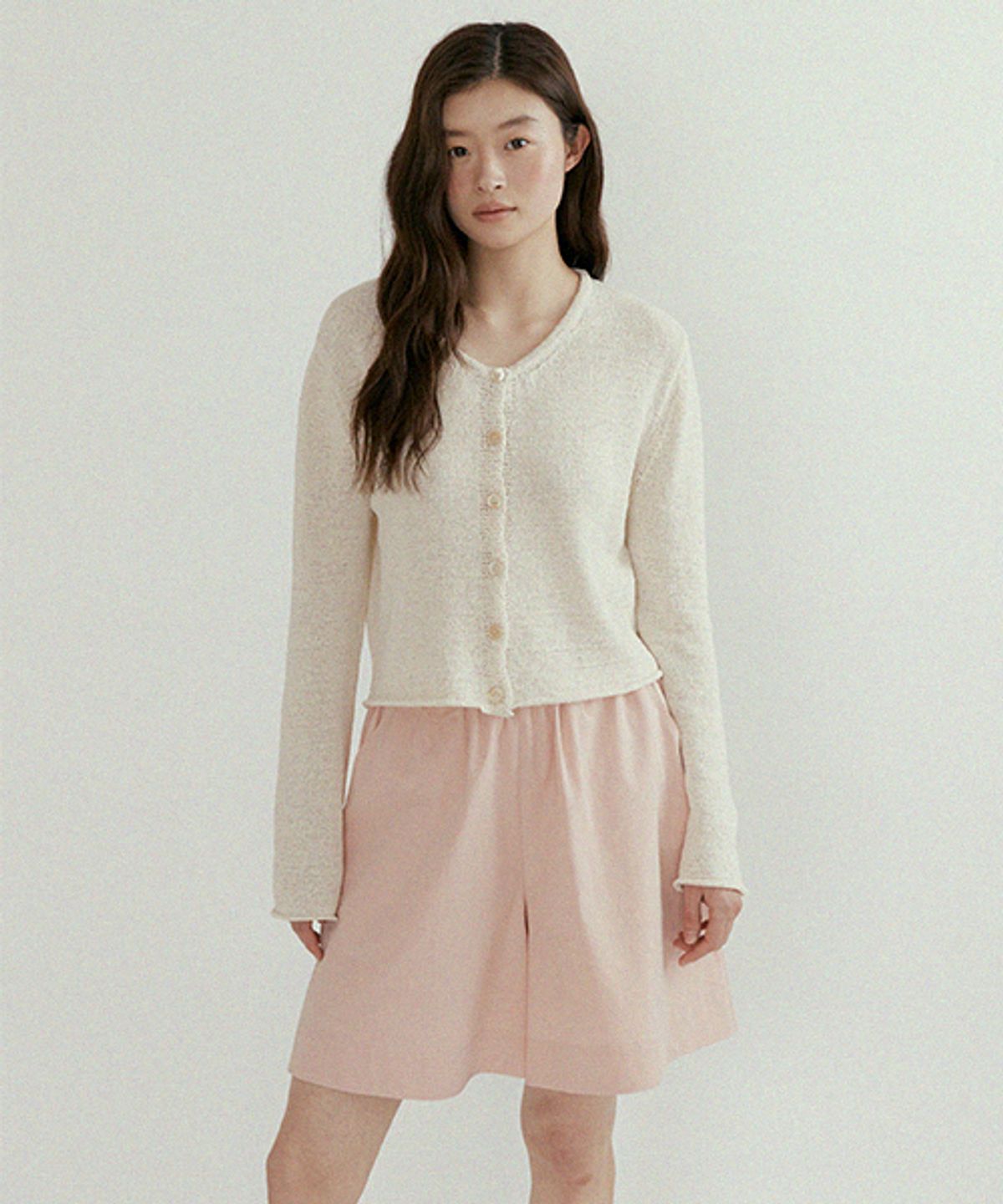 링서울(LINGSEOUL) wide half banded pants-pink