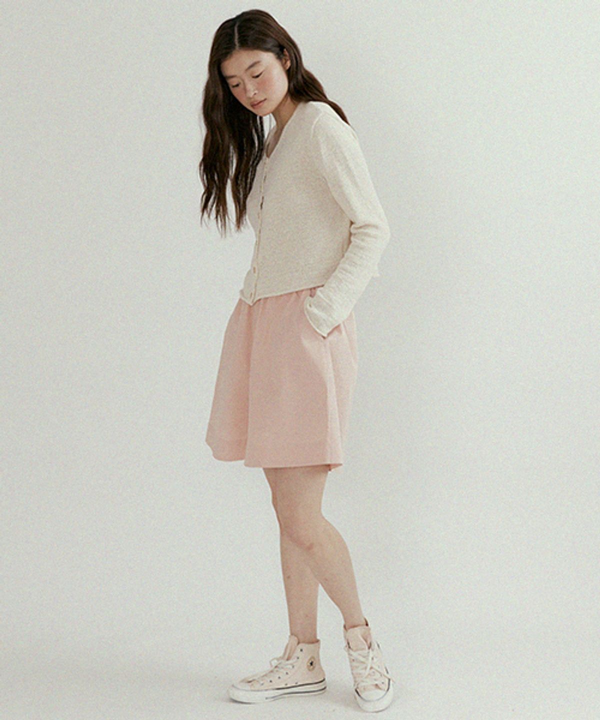 링서울(LINGSEOUL) wide half banded pants-pink