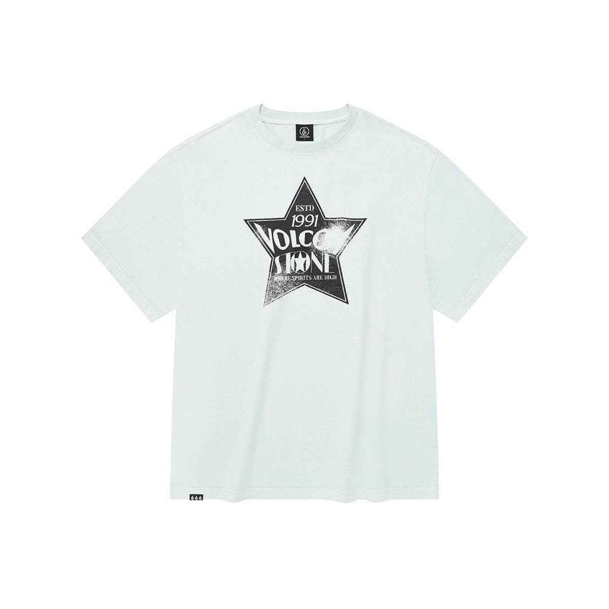 볼컴(VOLCOM) 피그먼트다잉 스타 오버핏 반팔 티셔츠(아이스 그레이)