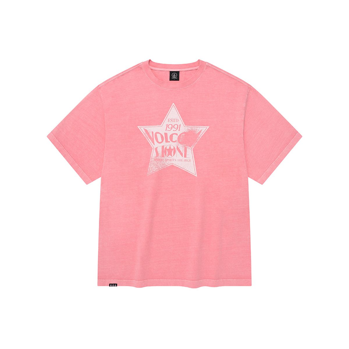 볼컴(VOLCOM) 피그먼트다잉 스타 오버핏 반팔 티셔츠(딥 핑크)