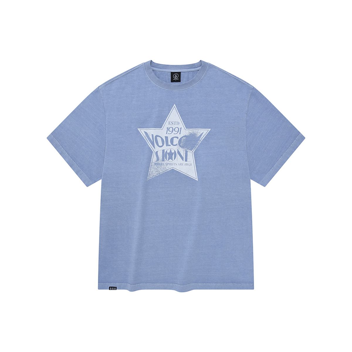 볼컴(VOLCOM) 피그먼트다잉 스타 오버핏 반팔 티셔츠(차콜 그레이)