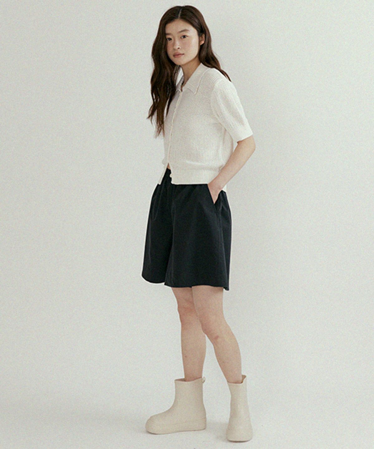 링서울(LINGSEOUL) open collar cotton knit-ivory