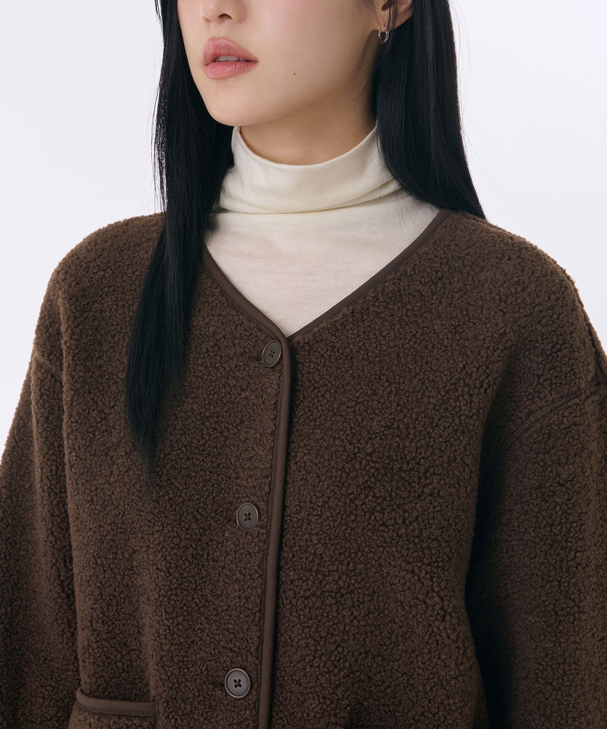 무신사 스탠다드 우먼(MUSINSA STANDARD WOMAN) 우먼즈 플리스 칼라리스 재킷 [브라운]