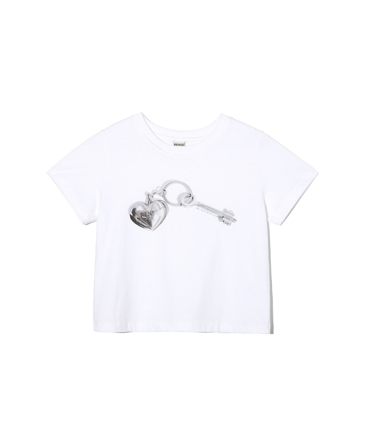 렌세(RENSE) Silver Heart Keyring T-Shirt White