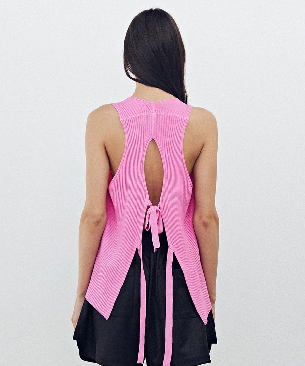 렌세(RENSE) Back Open Ribbon Knit Pink