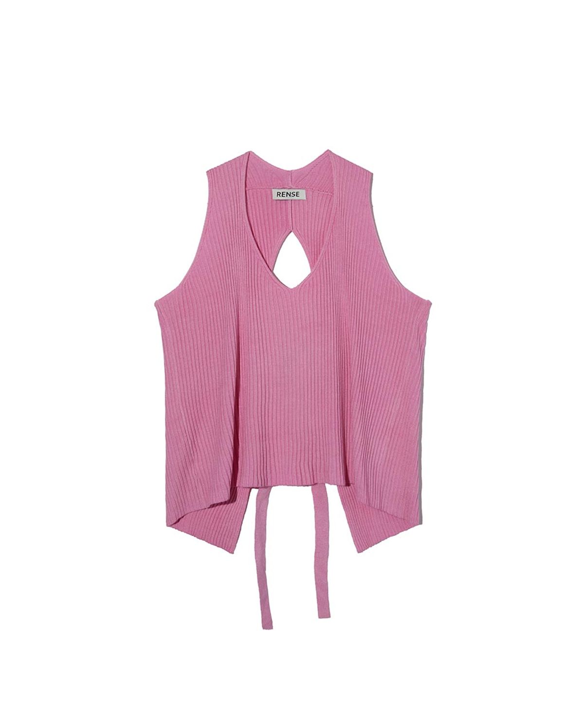 렌세(RENSE) Back Open Ribbon Knit Pink