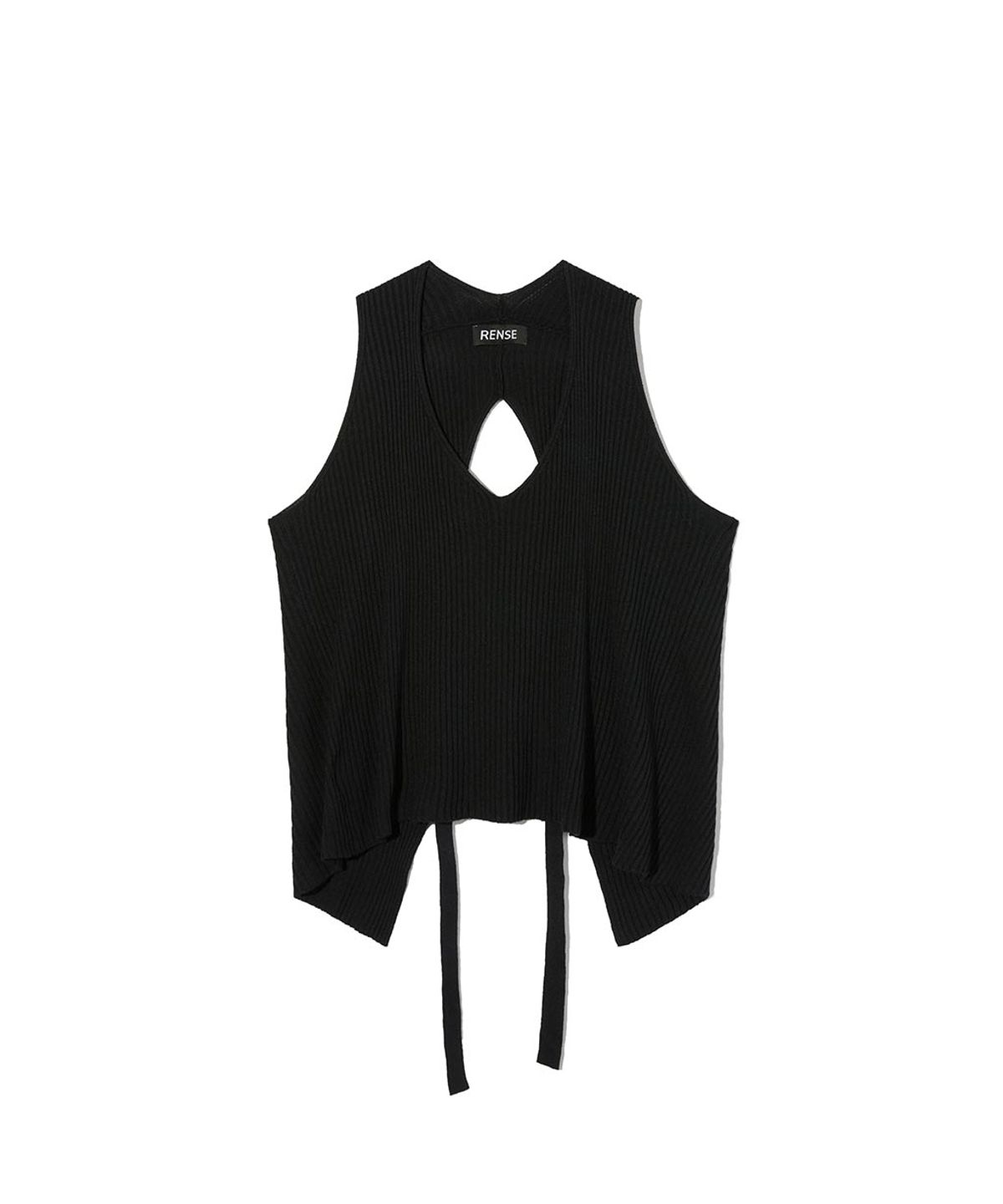 렌세(RENSE) Back Open Ribbon Knit Black