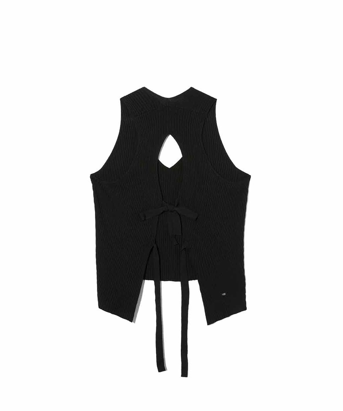 렌세(RENSE) Back Open Ribbon Knit Black