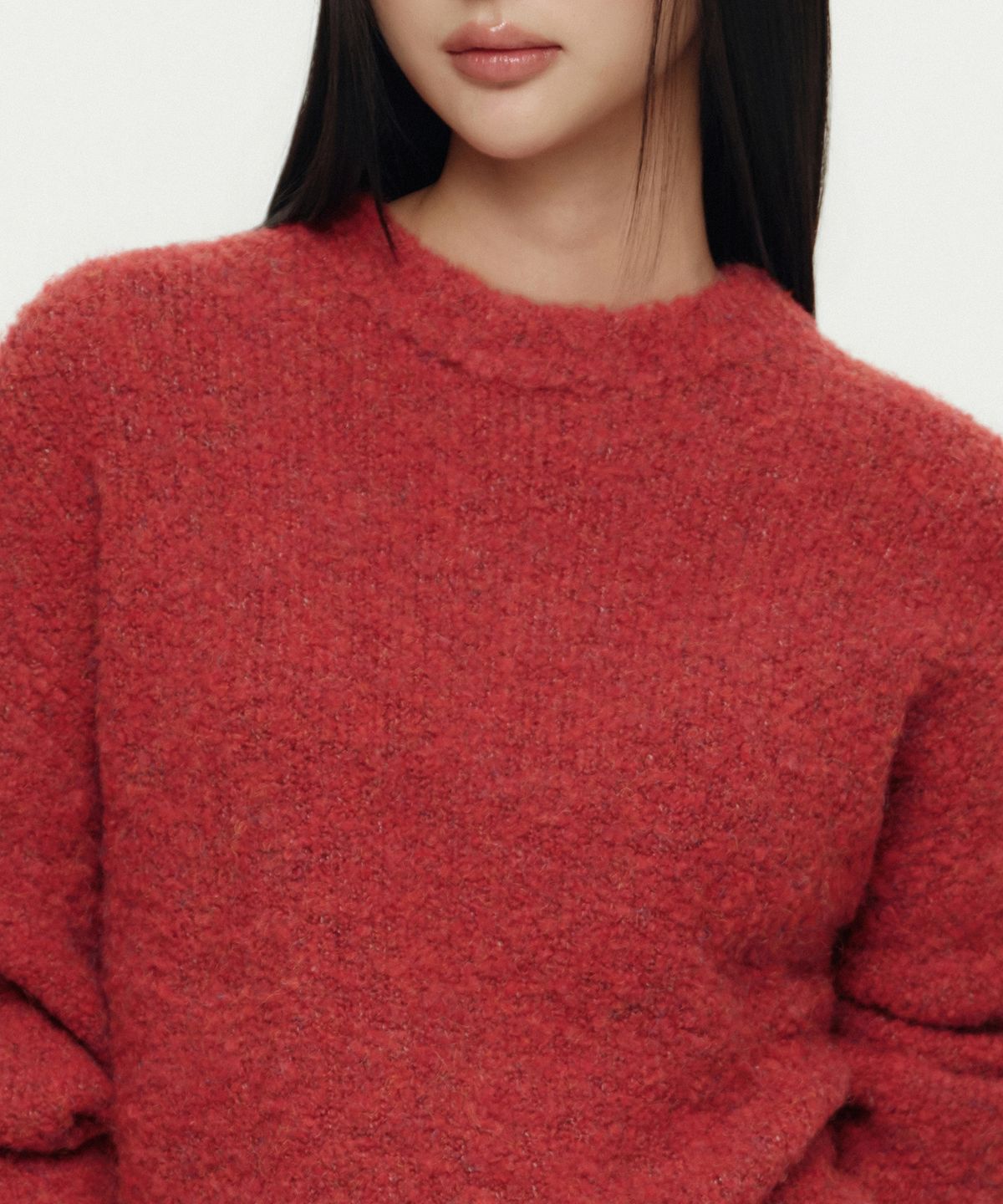 무신사 스탠다드 우먼(MUSINSA STANDARD WOMAN) 우먼즈 부클 릴렉스드 크루 넥 니트 [레드]