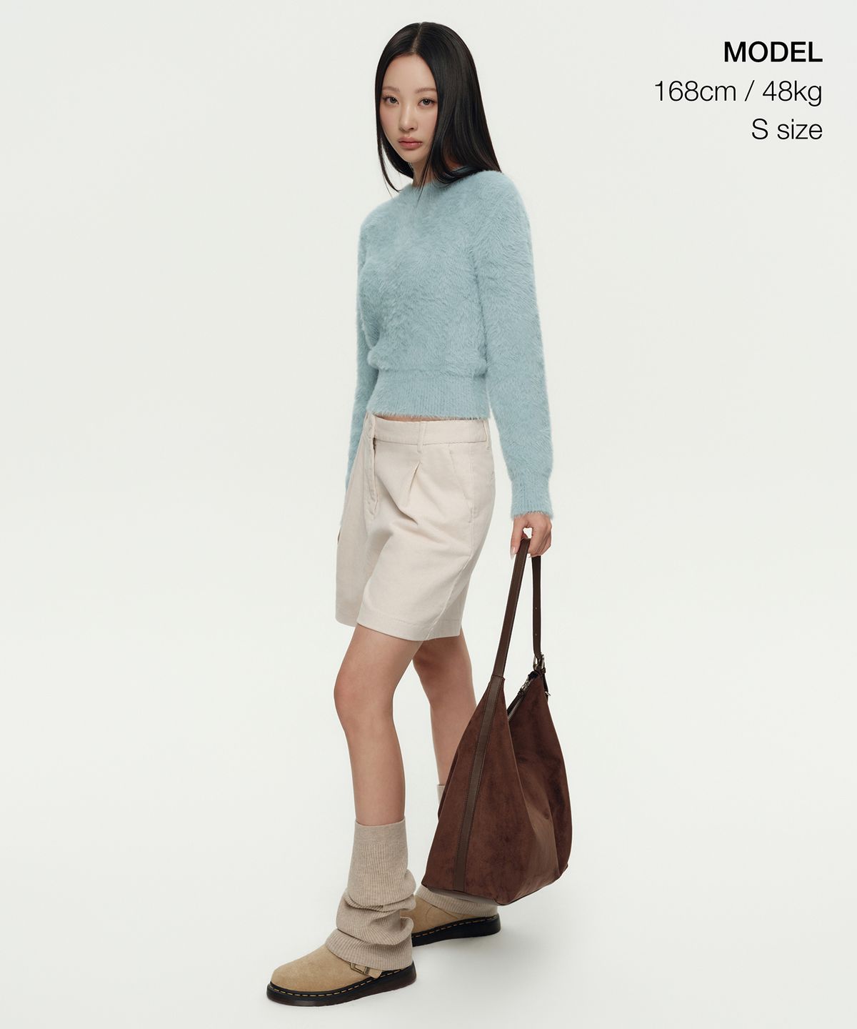 무신사 스탠다드 우먼(MUSINSA STANDARD WOMAN) 우먼즈 퍼지 크루 넥 니트 [파스텔 블루]