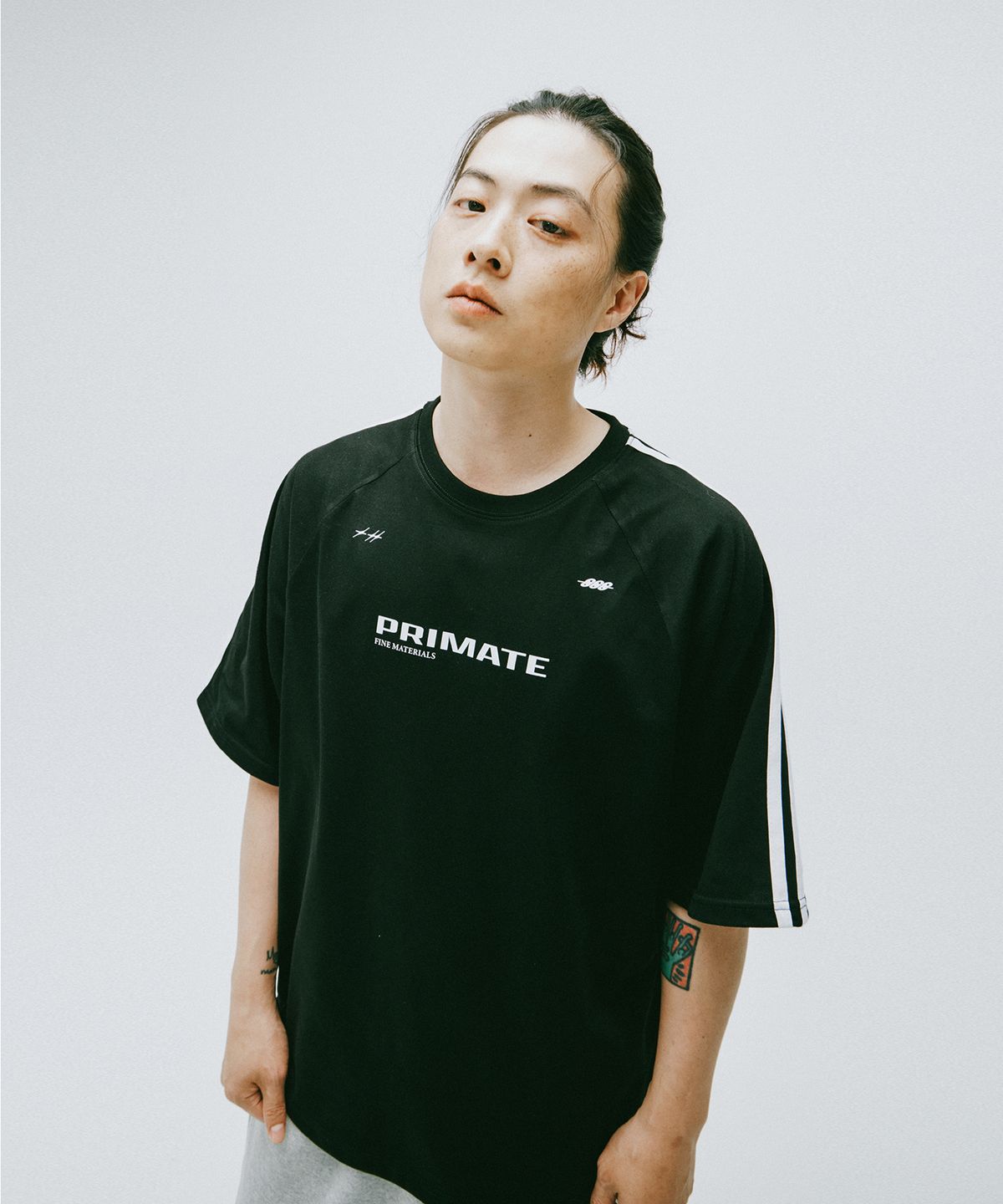 프라임에이트(PRIMATE) [SET] 오버핏 레글런 라인 티셔츠  2 COLORS