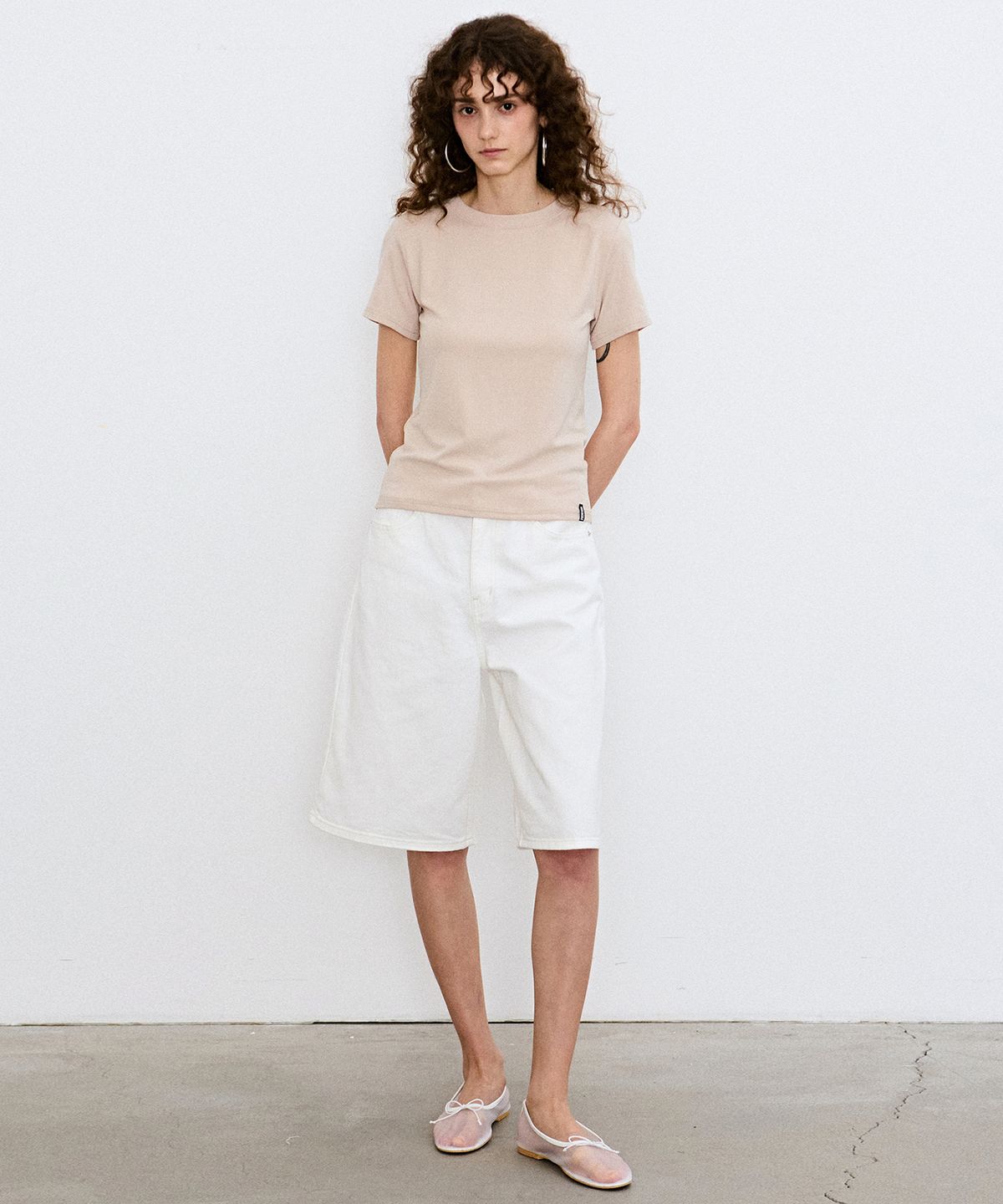 닉앤니콜(NICK&NICOLE) DENIM BERMUDA PANTS_IVORY