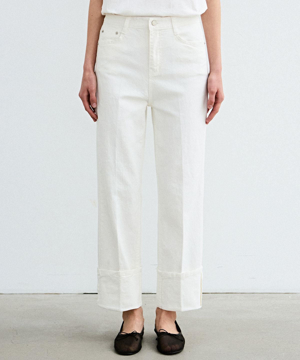 닉앤니콜(NICK&NICOLE) ROLL-UP DENIM COTTON PANTS_WHITE