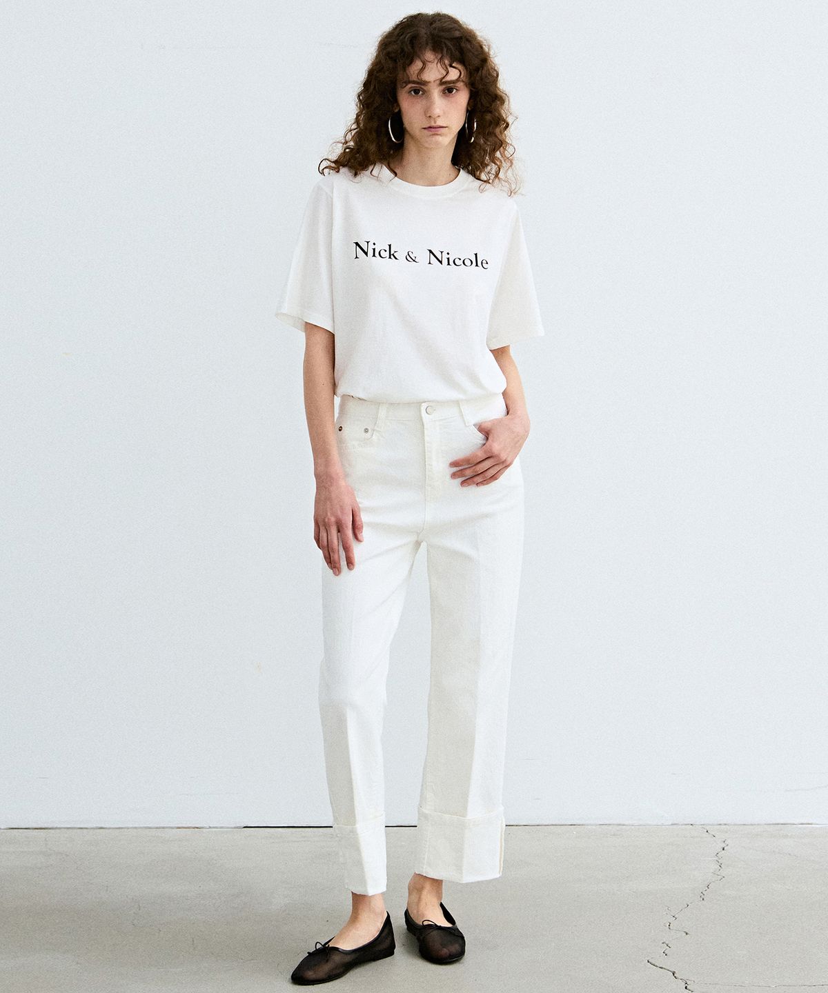 닉앤니콜(NICK&NICOLE) ROLL-UP DENIM COTTON PANTS_WHITE