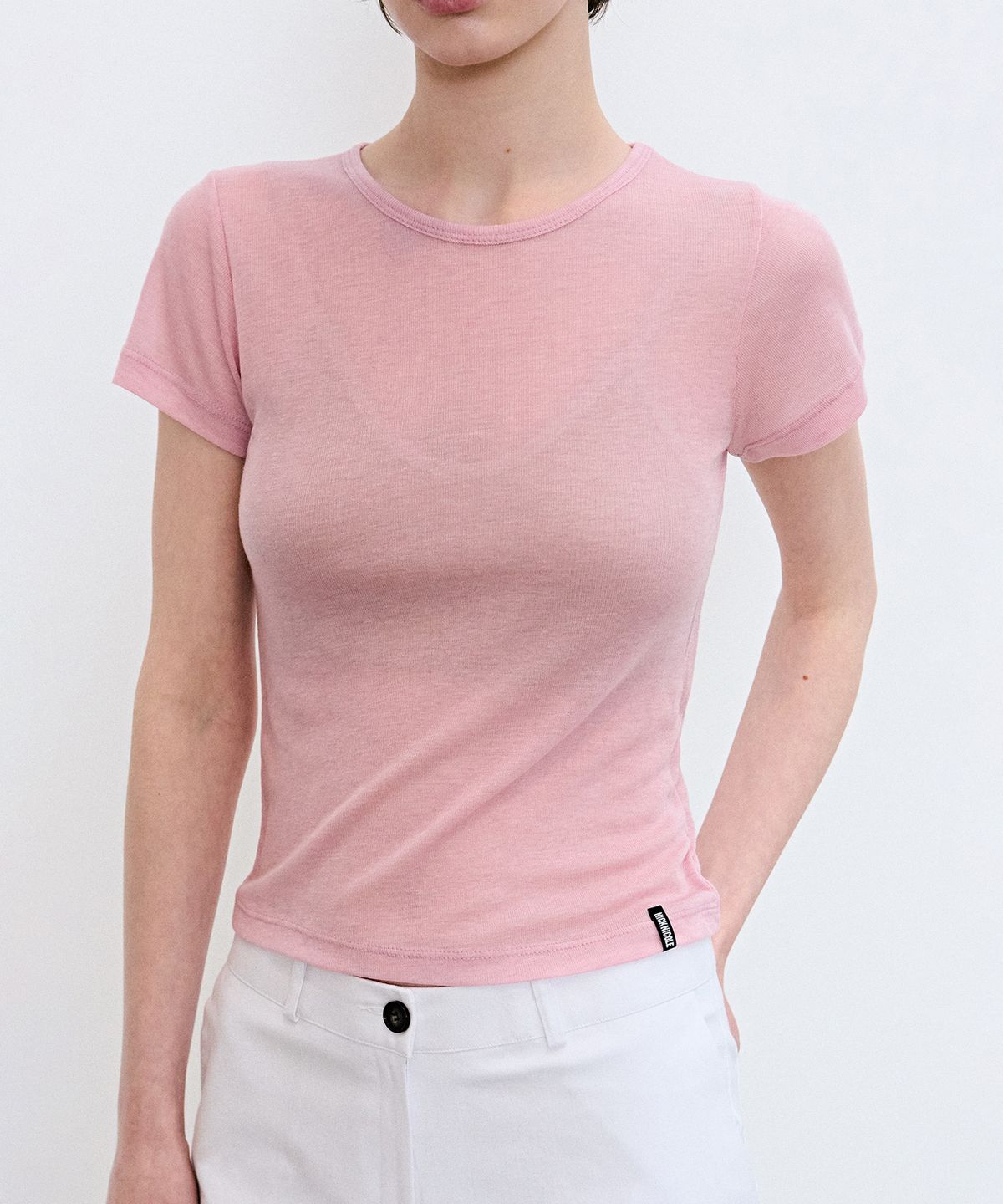 닉앤니콜(NICK&NICOLE) WOOL TENCEL HALF TEE_PINK