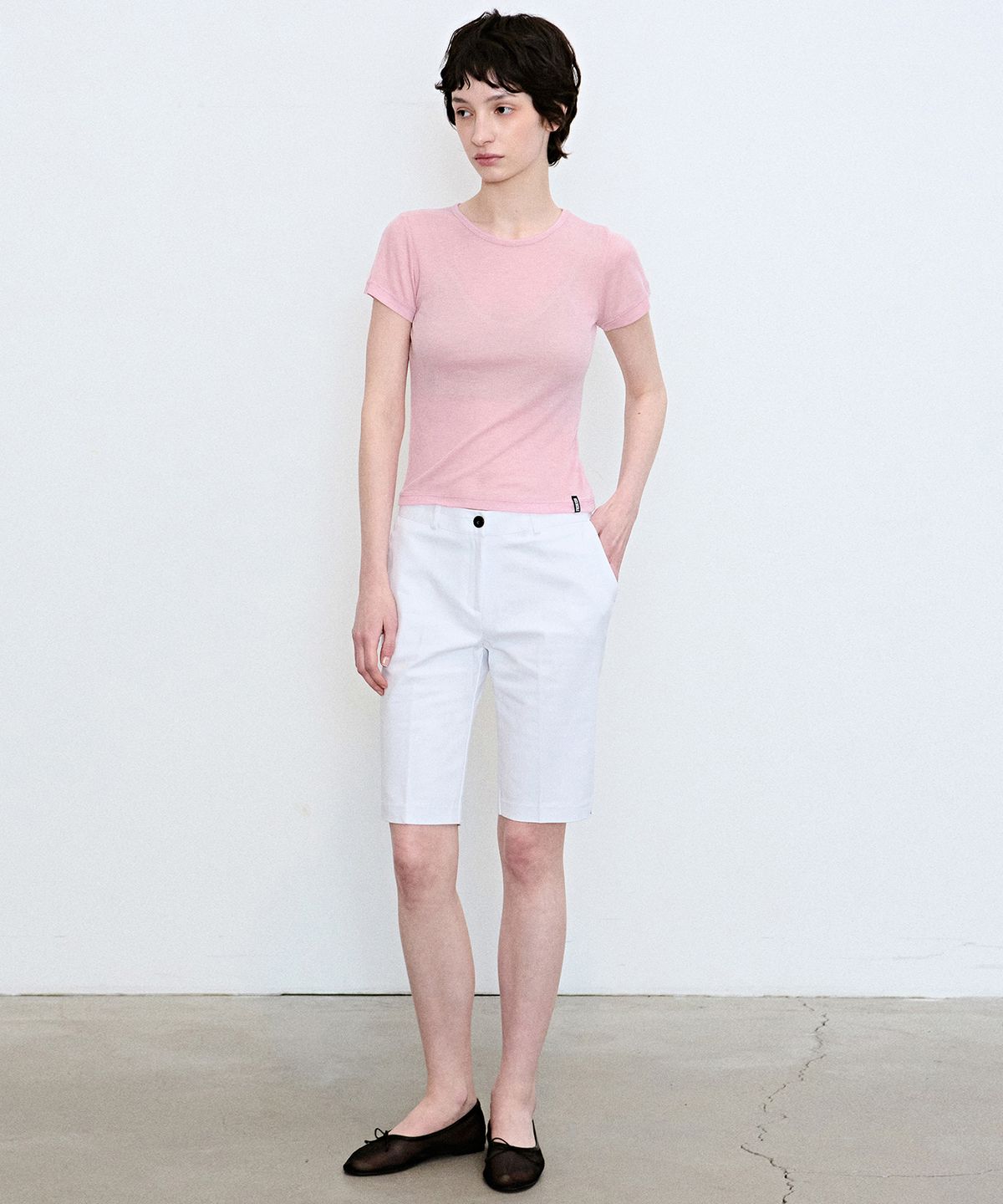닉앤니콜(NICK&NICOLE) WOOL TENCEL HALF TEE_PINK