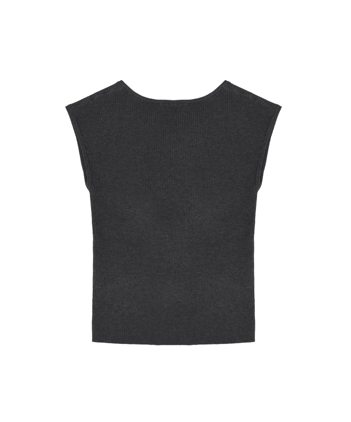 닉앤니콜(NICK&NICOLE) MINIMAL SLEEVE U-NECK KNIT TOP_CHARCOAL
