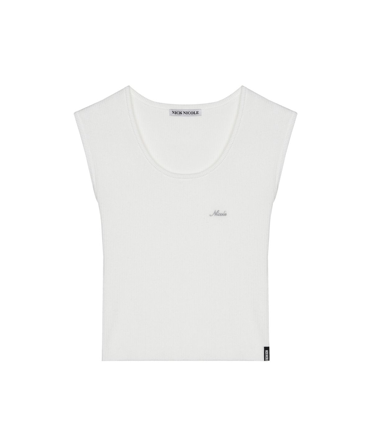 닉앤니콜(NICK&NICOLE) MINIMAL SLEEVE U-NECK KNIT TOP_CREAM