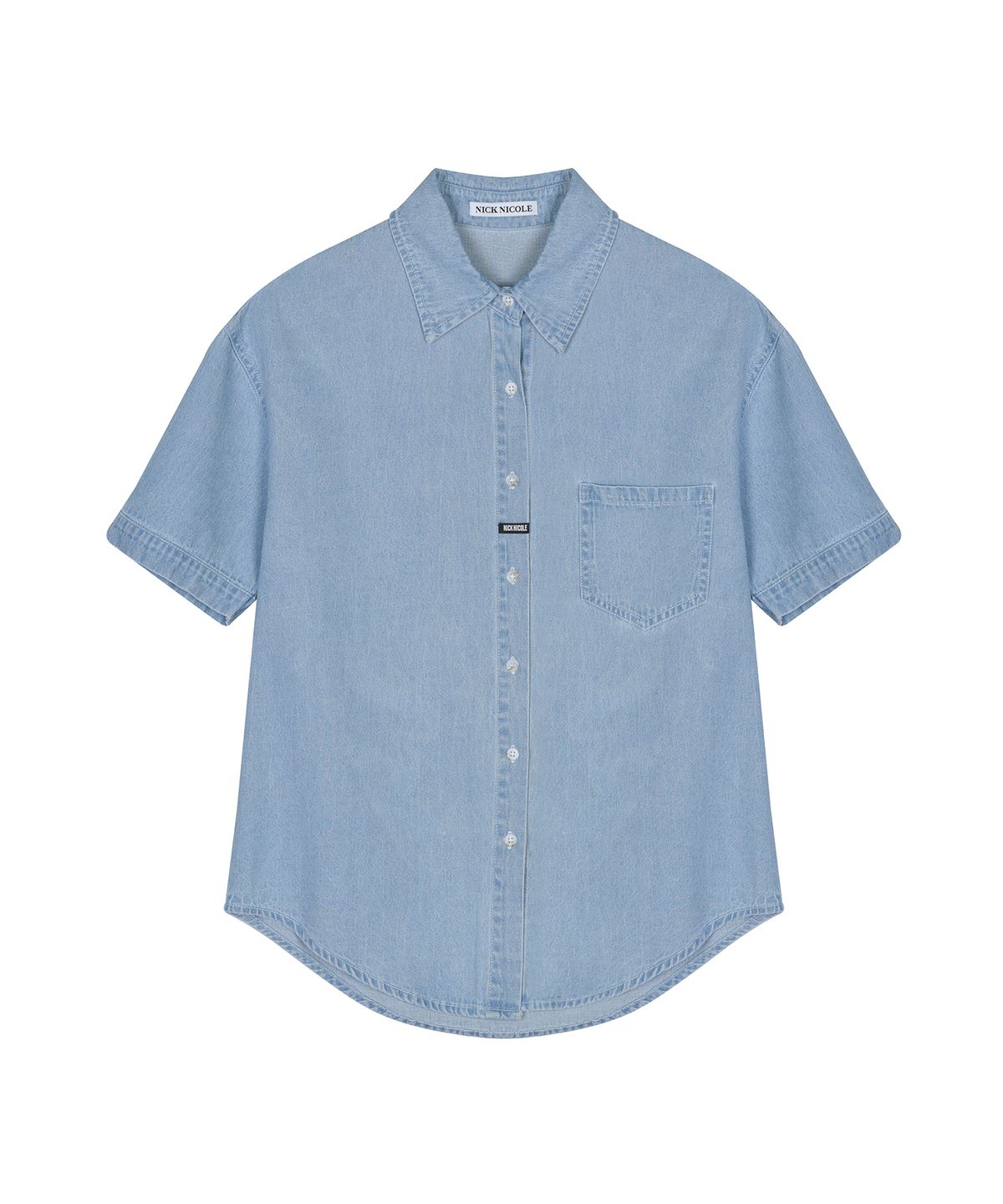 닉앤니콜(NICK&NICOLE) MINIMAL CLASSIC HALF DENIM SHIRTS_LIGHT BLUE