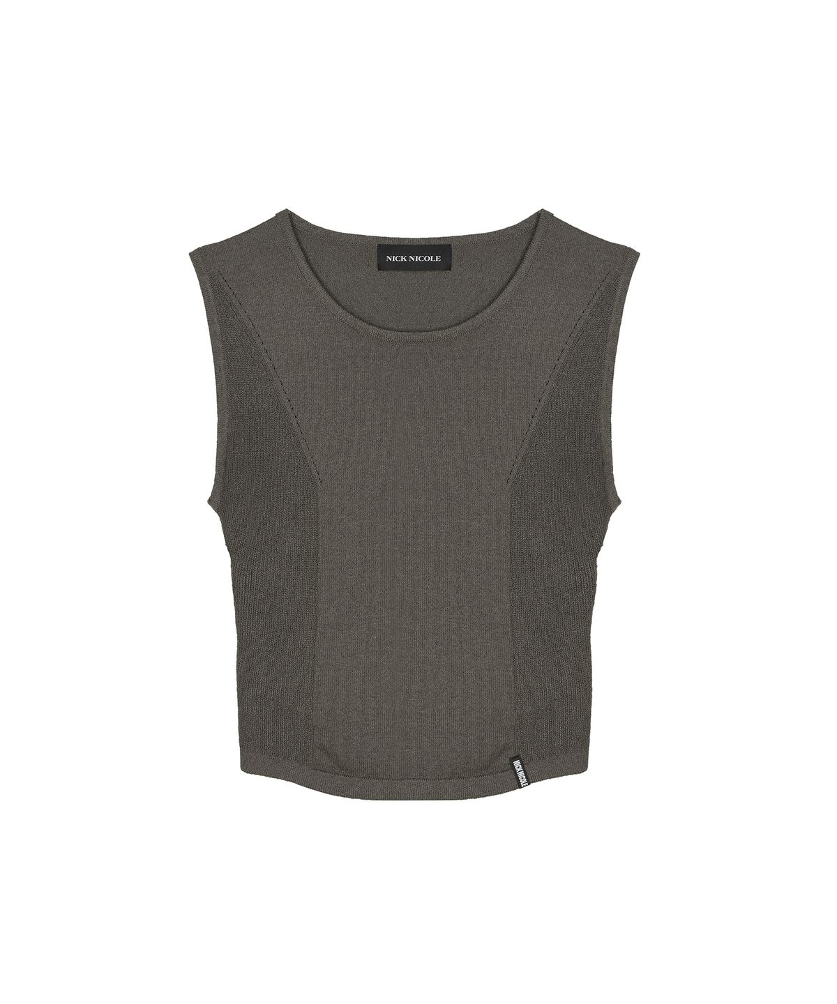 닉앤니콜(NICK&NICOLE) BACK SLIT STRING KNIT SLEEVELESS_CHARCOAL