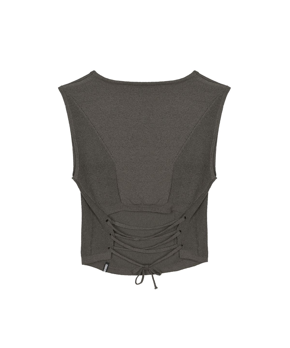 닉앤니콜(NICK&NICOLE) BACK SLIT STRING KNIT SLEEVELESS_CHARCOAL