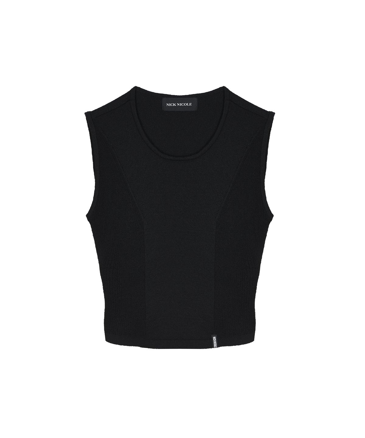 닉앤니콜(NICK&NICOLE) BACK SLIT STRING KNIT SLEEVELESS_BLACK