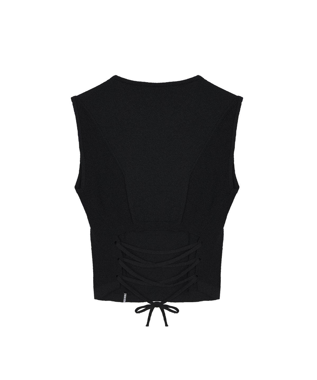 닉앤니콜(NICK&NICOLE) BACK SLIT STRING KNIT SLEEVELESS_BLACK