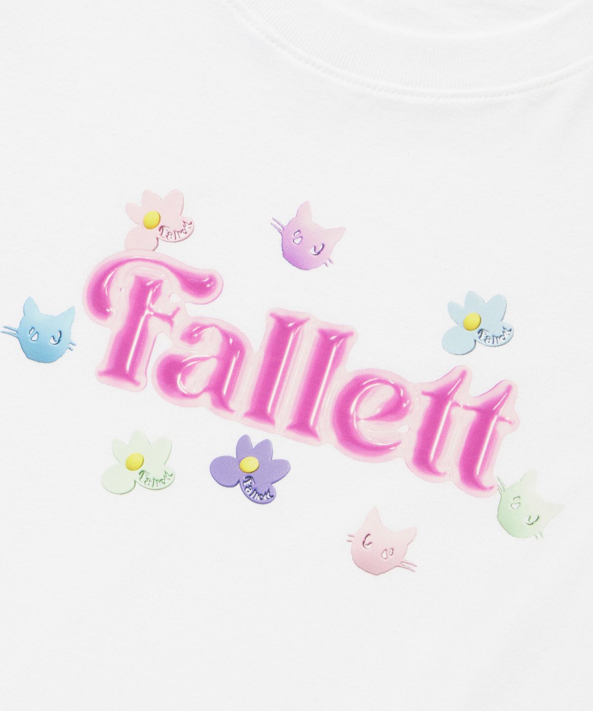 팔렛(FALLETT) [FALLETT X SUMOK] 스토리 로고 콜라주 반팔티 화이트