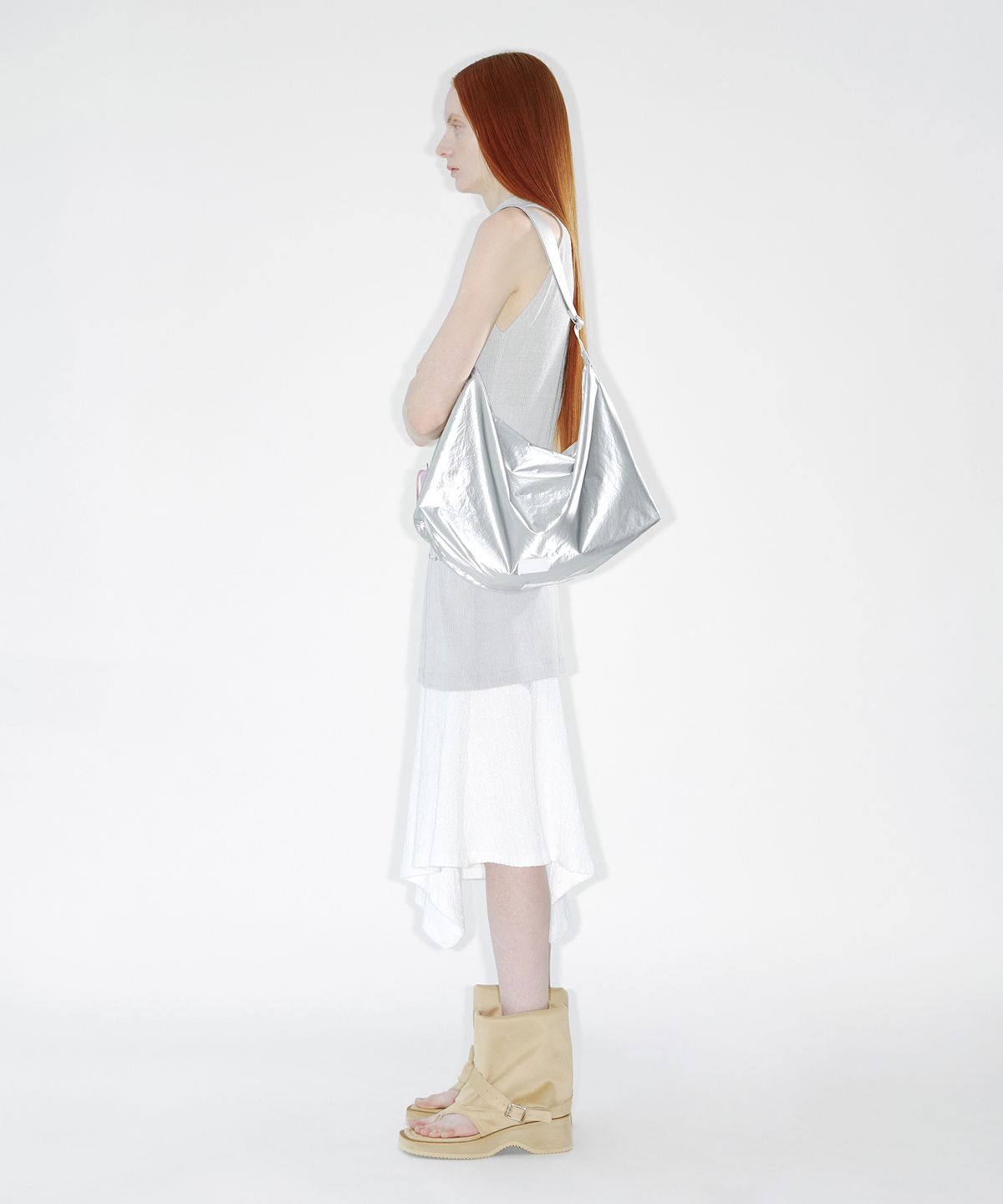 페넥(FENNEC) FABRIC HOBO BAG - SILVER