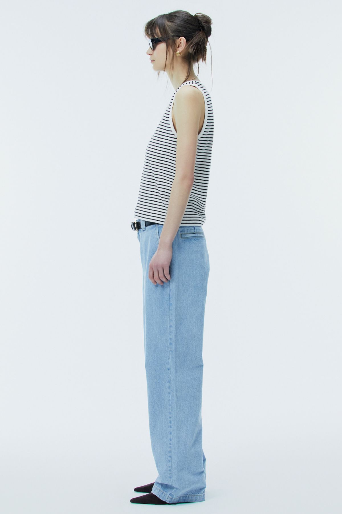 노앙(NOHANT) CROSS SLEEVELESS STRIPE-BLACK