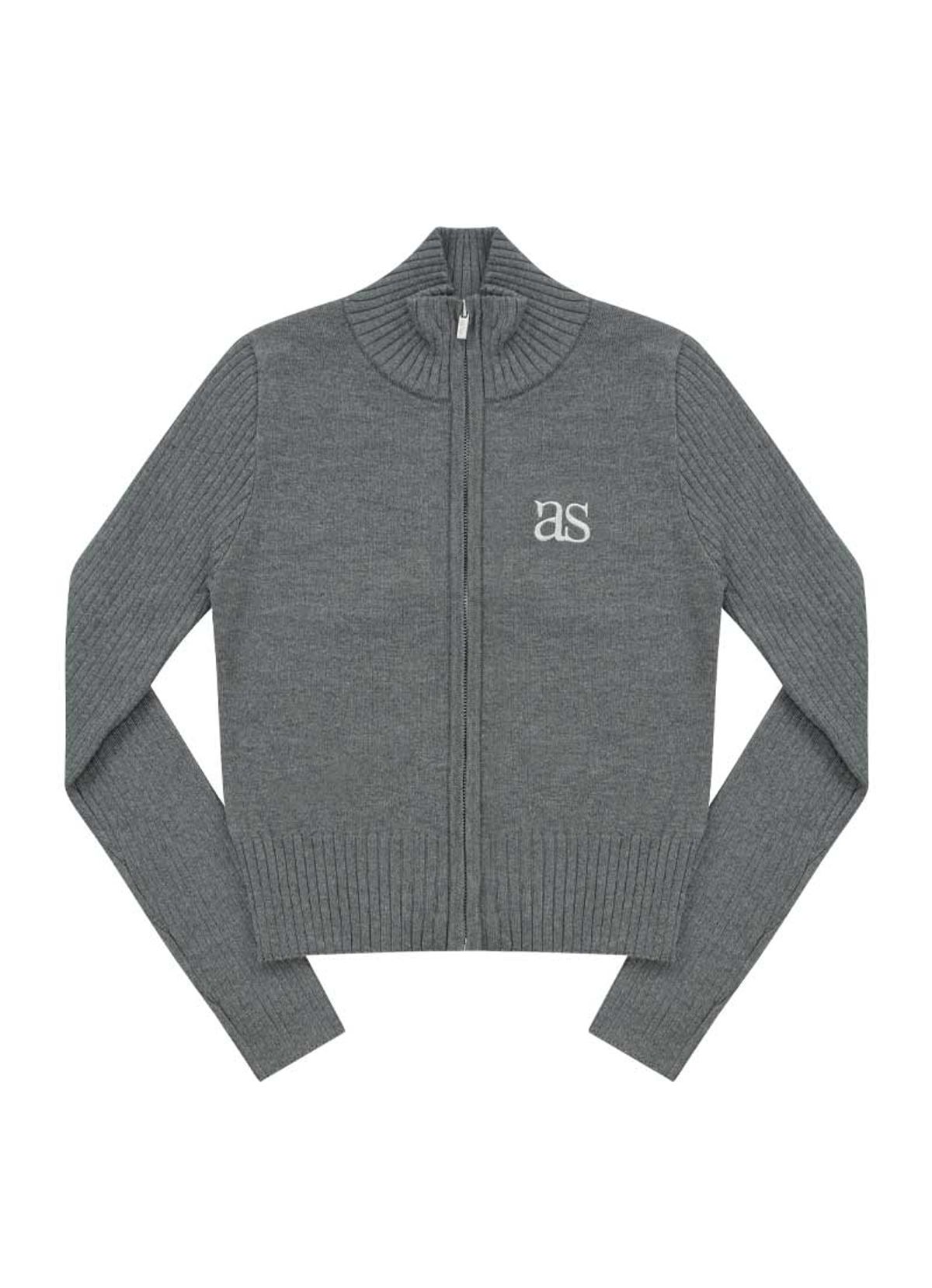 애즈온(ASON) MARON KNIT ZIP-UP / CHARCOAL