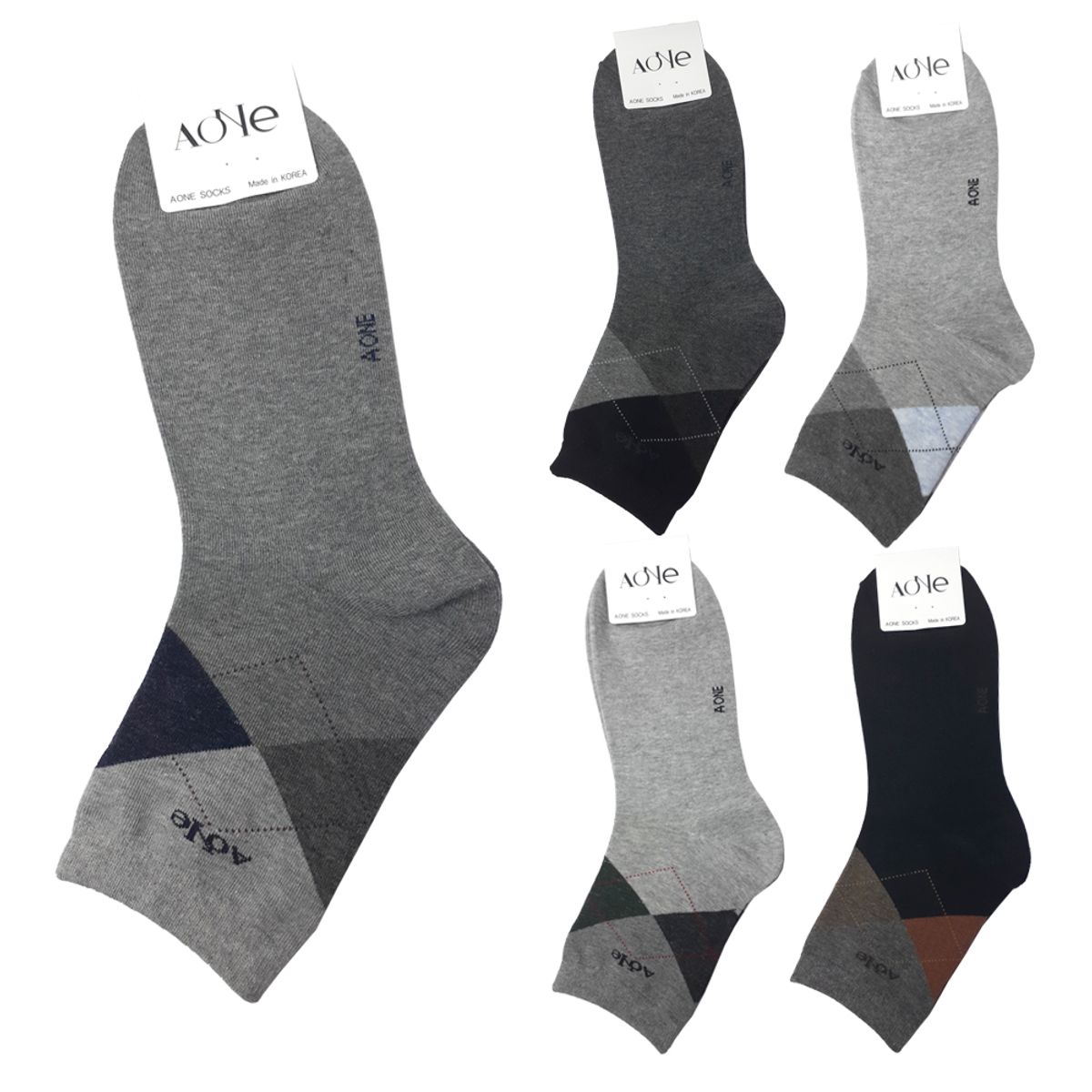 에이원(AONE) [5pack] 남성 실속형 패션 캐주얼 미니 중목 양말