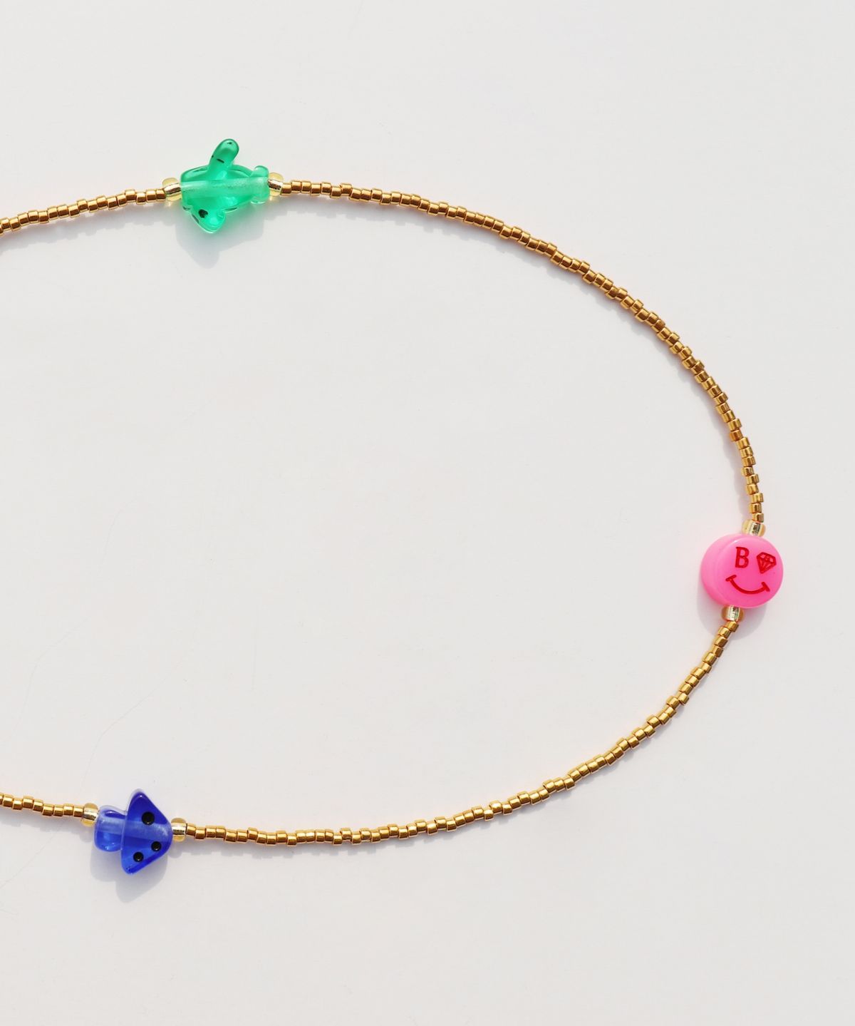 봉보(BONBEAU) Unique and fun charms gold beads long Necklace 컬러 모티브 참 골드 비즈 롱 네크리스 키치 목걸이