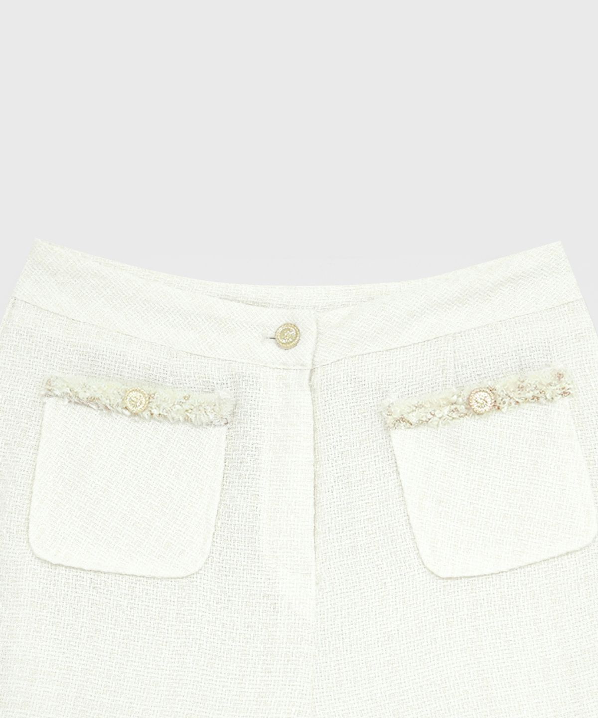 320쇼룸(320SHOWROOM) Tape Trimming Tweed Shorts Cream