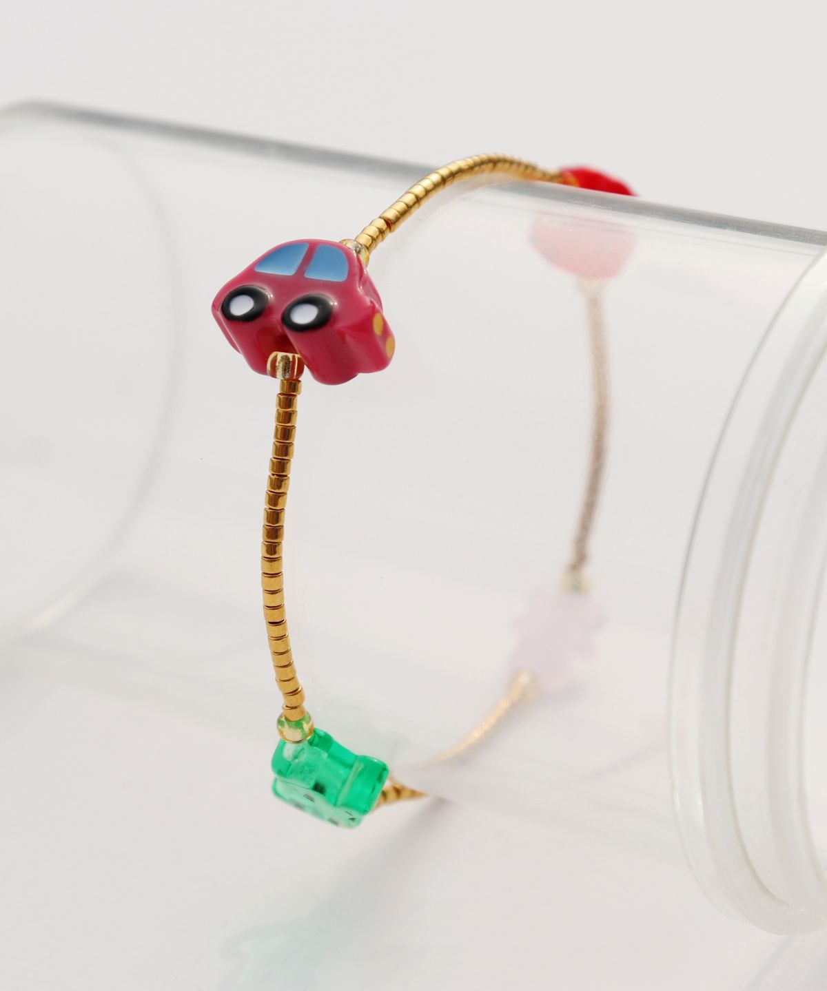 봉보(BONBEAU) Unique and fun charms gold beads Bracelet 컬러 모티브 참 골드 비즈 팔찌 (밴드형, 고리형)