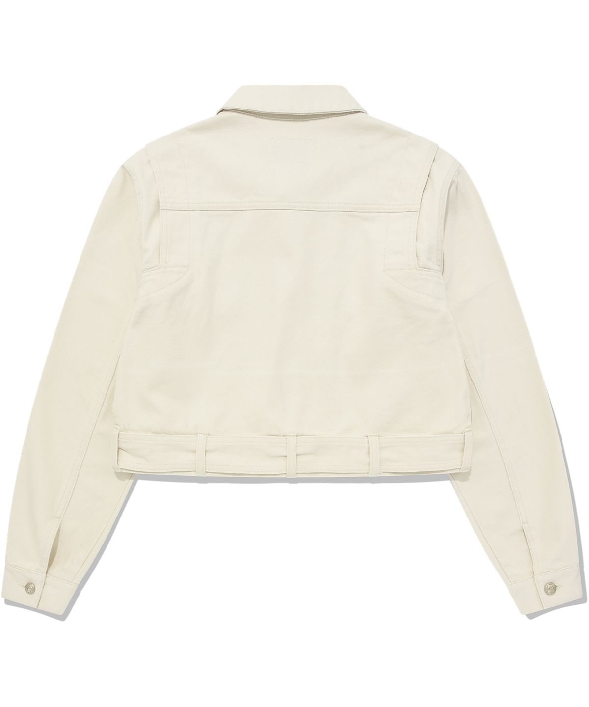 커버낫 우먼(COVERNAT WOMAN) [COVERNAT X WRANGLER] 우먼 오리지널 데님 크롭 벨티드 자켓 Ivory
