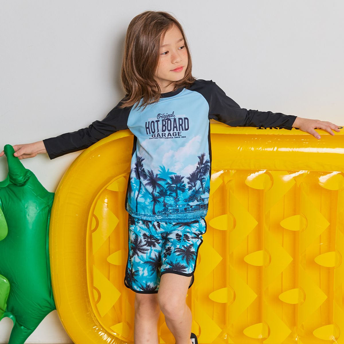 아이스샌드(ICESAND) 키즈 아동  주니어래쉬가드 플랩캡세트BR-8822