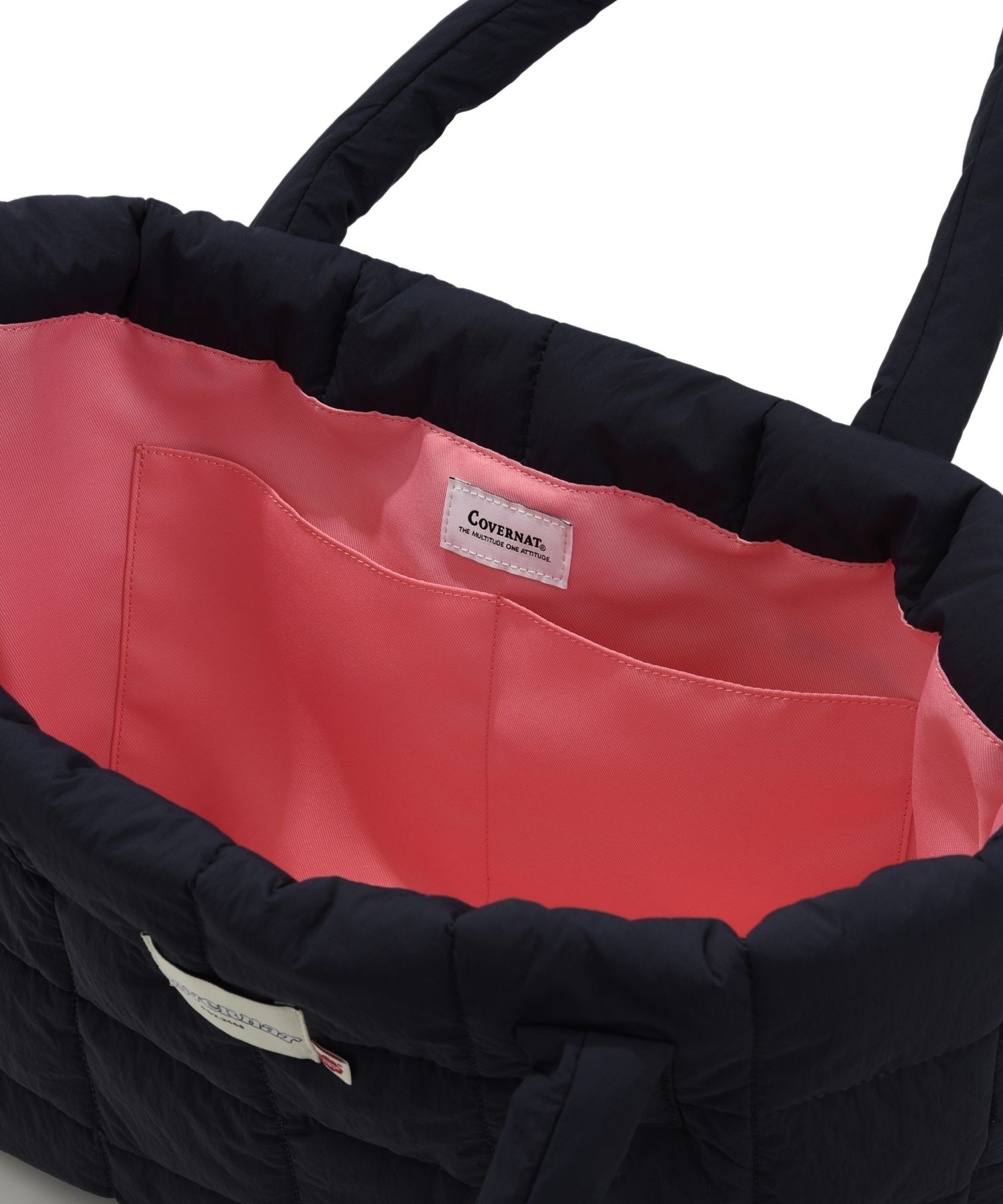 MUSINSA | COVERNAT WOMAN Clover Heart Quilted Big Tote Bag Navy