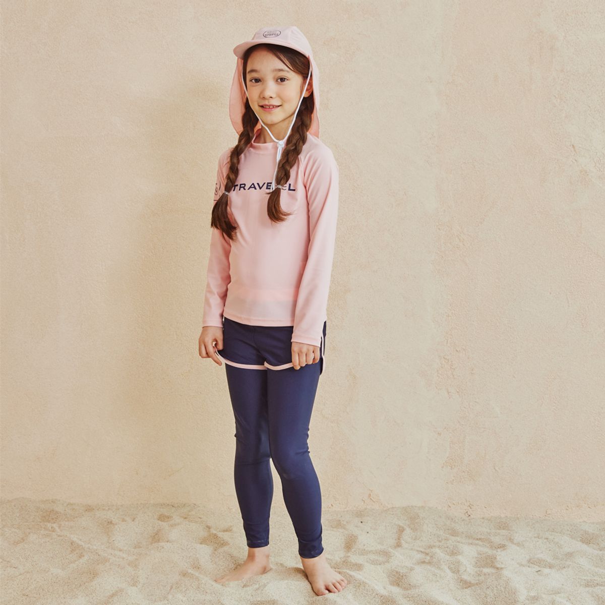 아이스샌드(ICESAND) 키즈 유아 아동 래쉬가드 플랩캡 수영복세트 UNU-33105