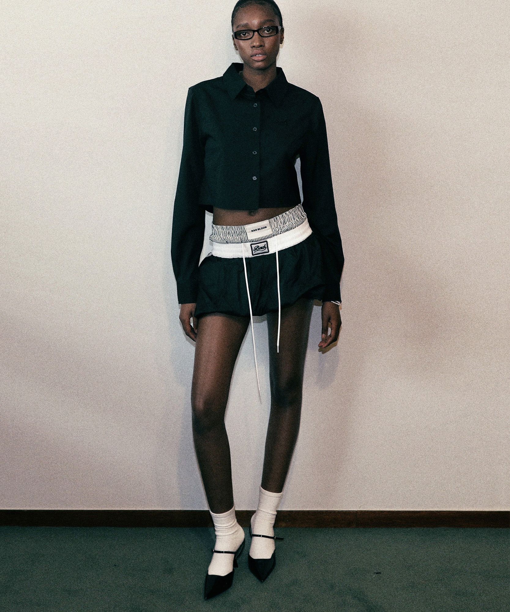 MUSINSA | BADBLOOD Billie Balloon Mini Skirt - Navy