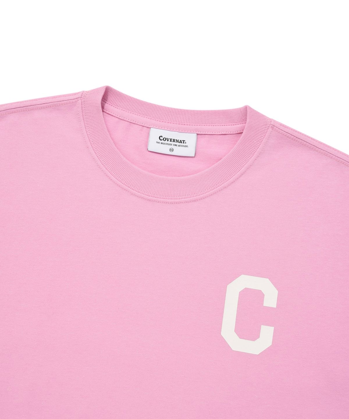 커버낫 우먼(COVERNAT WOMAN) 우먼 크롭 C 로고 오버 티셔츠 Pink
