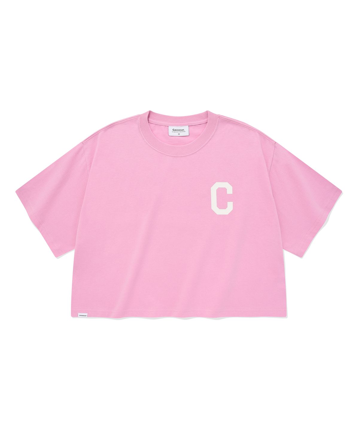 커버낫 우먼(COVERNAT WOMAN) 우먼 크롭 C 로고 오버 티셔츠 Pink