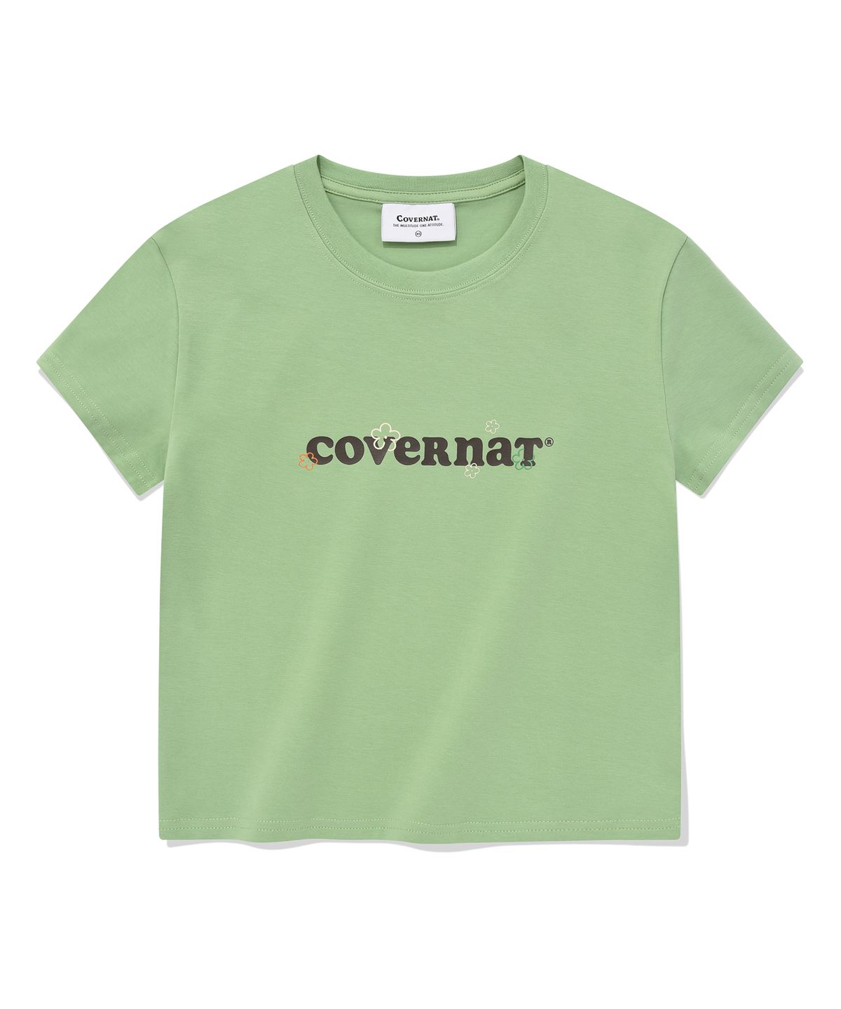 커버낫 우먼(COVERNAT WOMAN) 우먼 크롭 스케치 로고 베이비 티셔츠 Mint